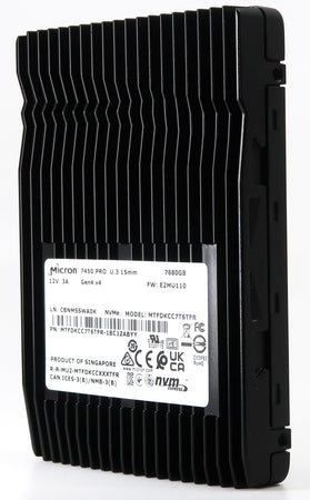 Micron 7450 Pro MTFDKCC7T6TFR 1BC1ZABYY 7.68TB PCIe Gen 4.0 x4 8GB/s U.3 NVMe 2.5in Refurbished SSD