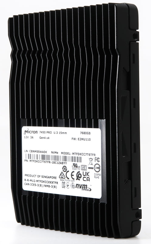 Micron 7450 Pro MTFDKCC7T6TFR 1BC1ZABYY 7.68TB PCIe Gen 4.0 x4 8GB/s U.3 NVMe 2.5in Refurbished SSD