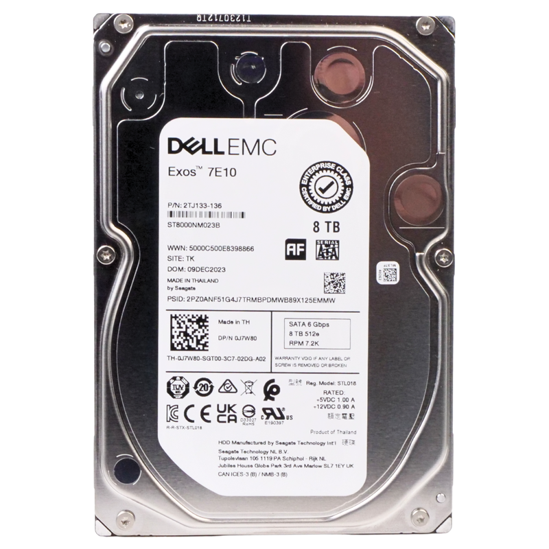 Dell/Seagate Exos 7E10 ST8000NM023B 8TB 7.2K RPM SATA 6Gb/s 512e 256MB 3.5in HDD