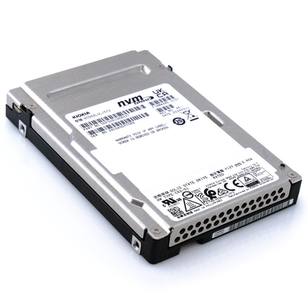 Kioxia CD-6-R KCD6XLUL15T3 15TB SSD PCIe Gen 4.0 X4 8GB/s 3D TLC 1DWPD U.2 NVMe 2.5in Solid State Drive - Flat View