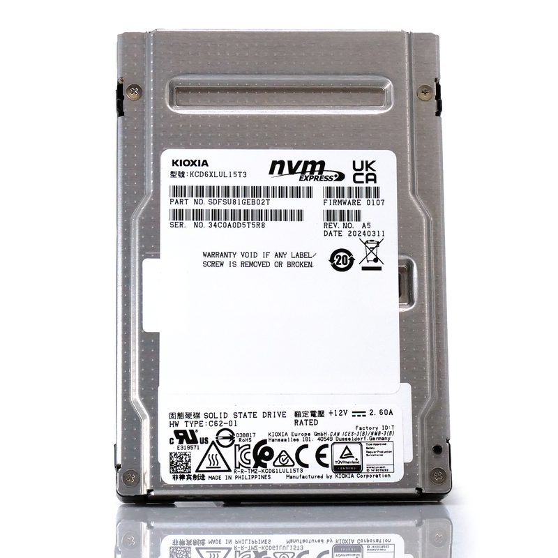 Kioxia CD-6-R KCD6XLUL15T3 15.36TB PCIe Gen 4.0 X4 2.5 Kioxia CD-6-R KCD6XLUL15T3 15.36TB PCIe Gen 4.0 X4 2.5