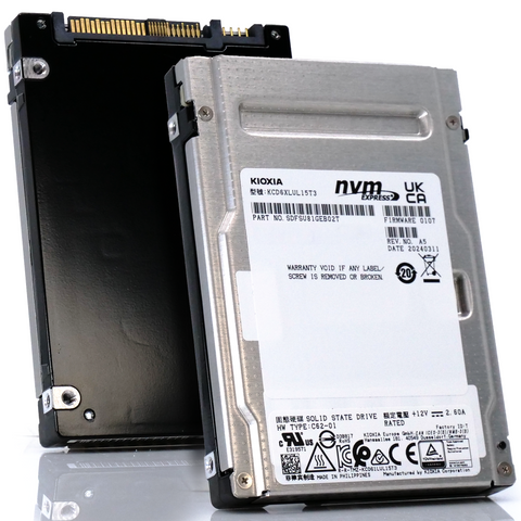 Kioxia CD6-R KCD6XLUL15T3 15.36TB PCIe Gen 4.0 X4 8GB/s 3D TLC 1DWPD U.2 NVMe 2.5in Recertified Solid State Drive front