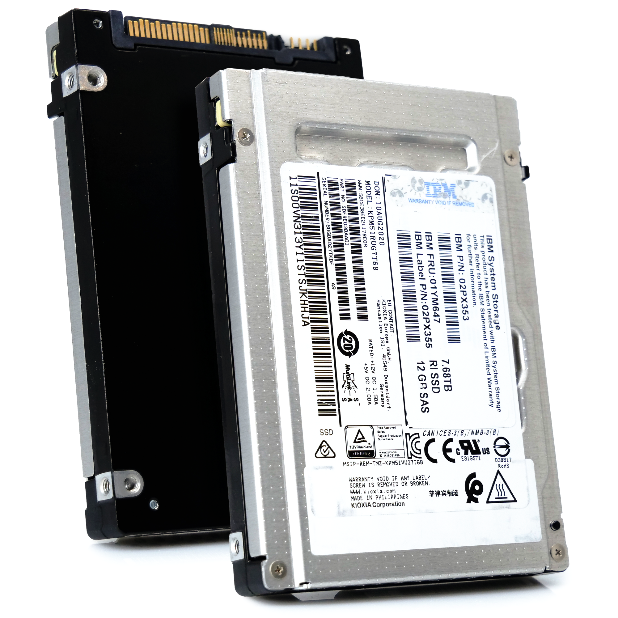 Kioxia/IBM PM5-R KPM51RUG7T68 02PX355 7.68TB 1 DWPD SAS 12Gb/s Read Intensive TLC 2.5in Recertified Solid State Drive