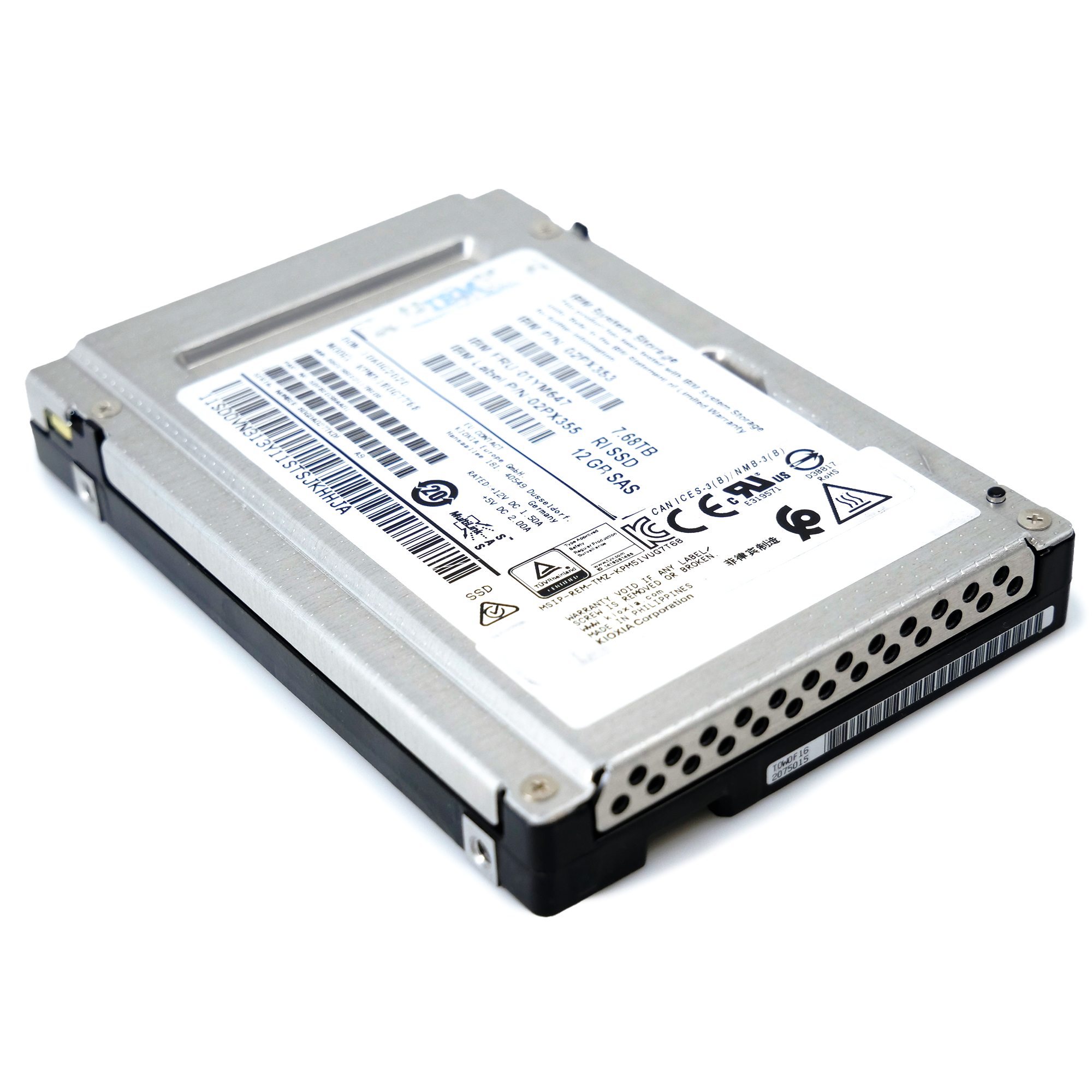 Kioxia/IBM PM5-R KPM51RUG7T68 02PX355 7.68TB 1 DWPD SAS 12Gb/s Read Intensive TLC 2.5in Refurbished Enterprise SSD