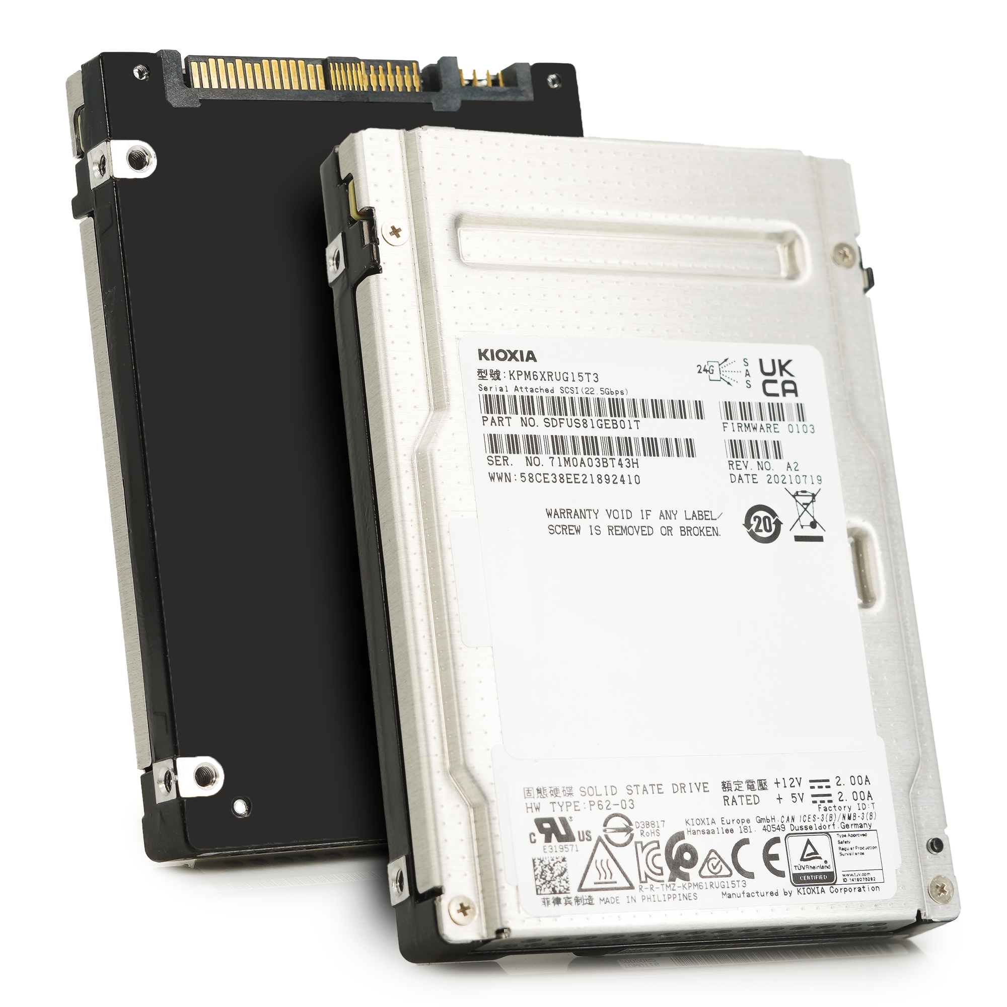 Kioxia PM6-R KPM6XRUG15T3 15.36TB SAS 24Gb/s 1DWPD SIE 2.5in Refurbished SSD