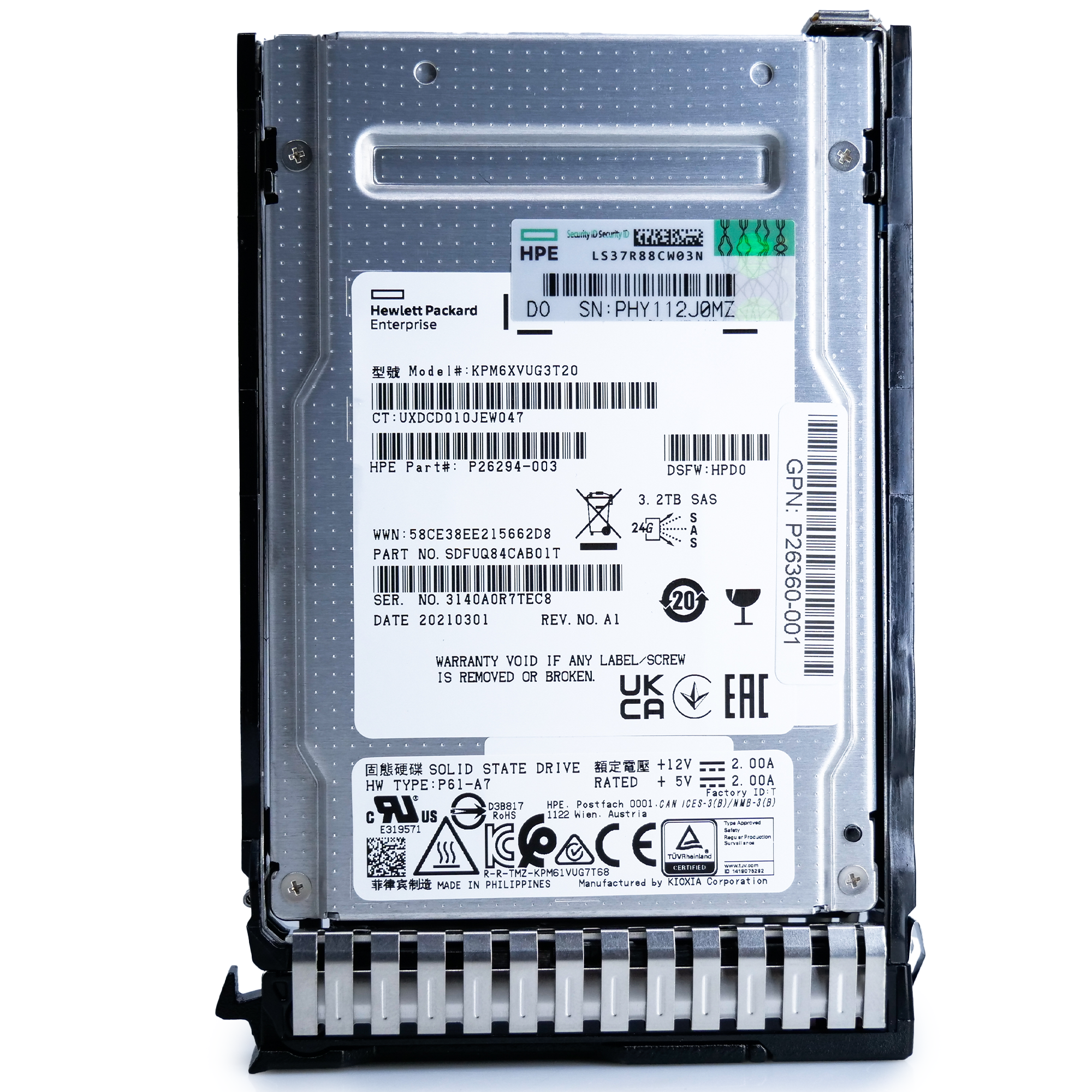 HP Generation 10 P26360-001 3.2TB 3 DWPD SAS-4 24Gb/s TLC 2.5in Enterprise Solid State Drive