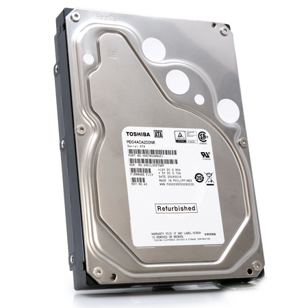 Toshiba MD04 MD04ACA200NR 2TB 7.2K RPM SATA 6Gb/s Desktop 3.5in Recertified Hard Drive front angle.