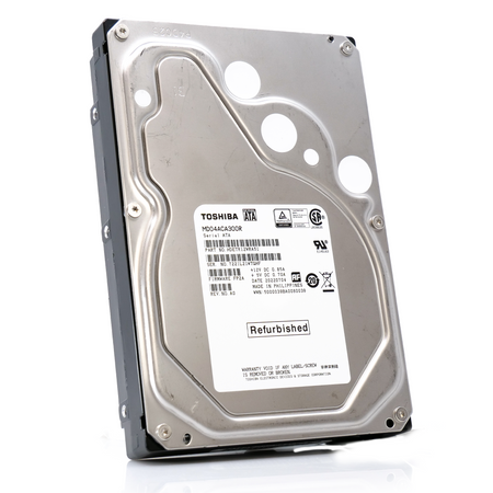Toshiba MD04 MD04ACA300R 3TB 7.2K RPM SATA 6Gb/s Desktop 3.5in Recertified Hard Drive - Front Angle View