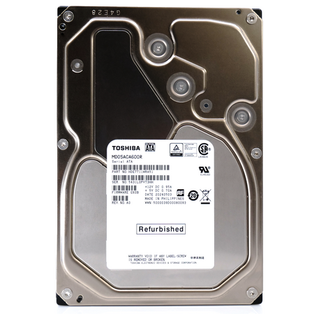 Toshiba MD05 MD05ACA600R 6TB 7.2K RPM SATA 6Gb/s Desktop 3.5in Recertified Hard Drive - Front View
