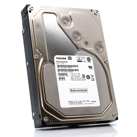 Toshiba MD05 MD05ACA800R 8TB 7.2K RPM SATA 6Gb/s Desktop 3.5in Recertified Hard Drive - Front Angle View