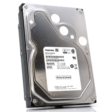 Toshiba MD03 MD03ACA200R 2TB 7.2K RPM SATA 6Gb/s Desktop 3.5in Recertified Hard Drive - Front Angle View