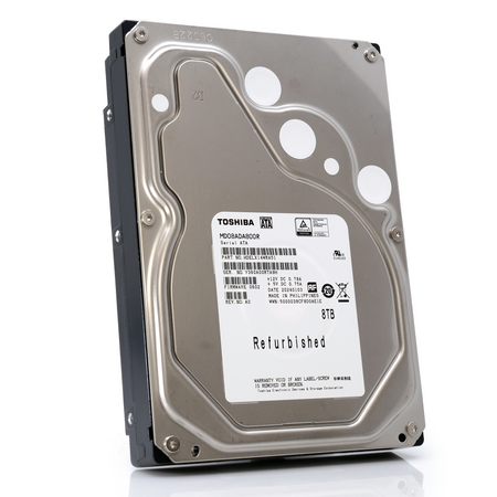 Toshiba MD08 MD08ADA800R 8TB 7.2K RPM SATA 6Gb/s 512e Desktop 3.5in Recertified Hard Drive - Front Angle View