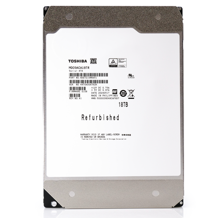 Toshiba MD09 MD09ACA18TR 18TB 7.2K RPM SATA 6Gb/s 512e Desktop 3.5in Recertified Hard Drive - Front View