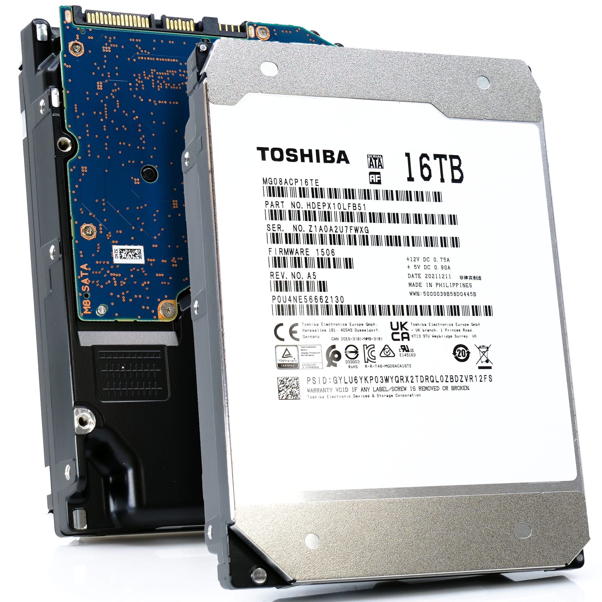 Toshiba MG08 MG08ACP16TE 16TB 7.2K RPM SATA 6Gb/s 512e Enterprise Capacity 3.5in Hard Drive main image.