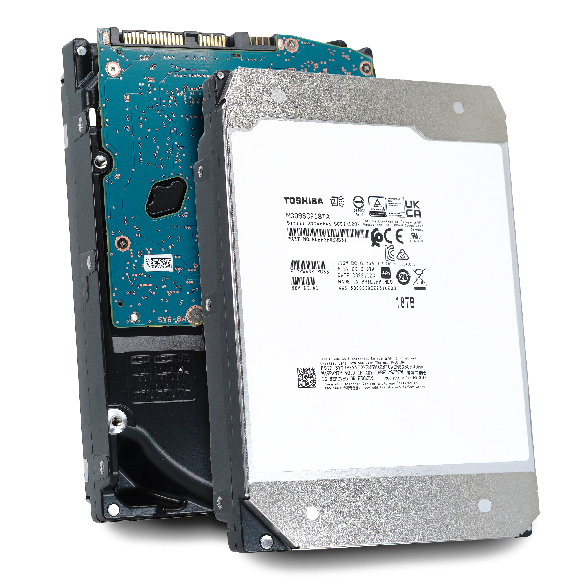 Toshiba MG09 MG09SCP18TA HDEPYA0SMB51 18TB 7.2K RPM SAS 12Gb/s 512e SED 3.5in Refurbished HDD