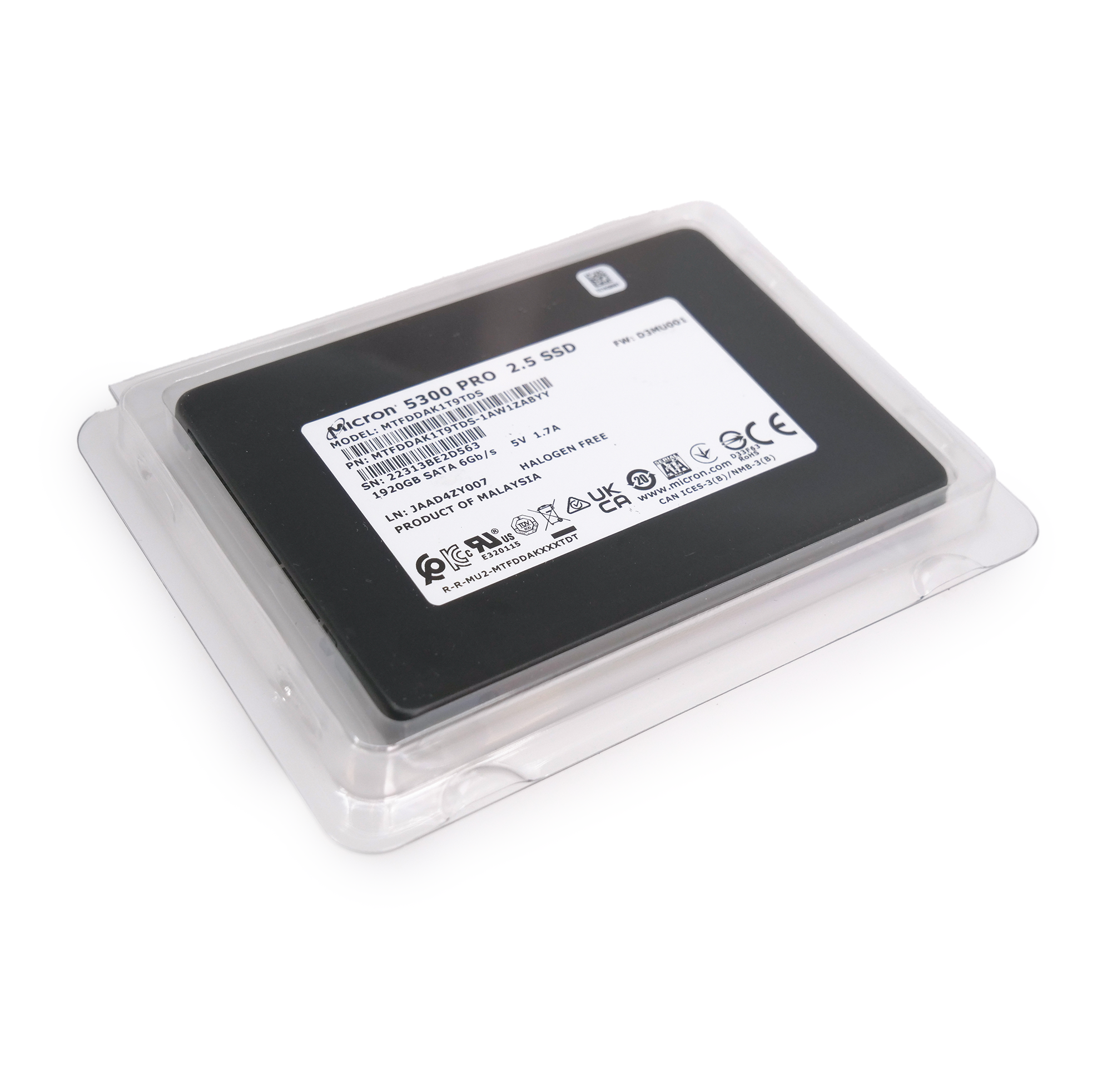 Micron 5300 Pro MTFDDAK1T9TDS 1.92TB SATA 6Gb/s 3D TLC 2.5in Enterprise Solid State Drive