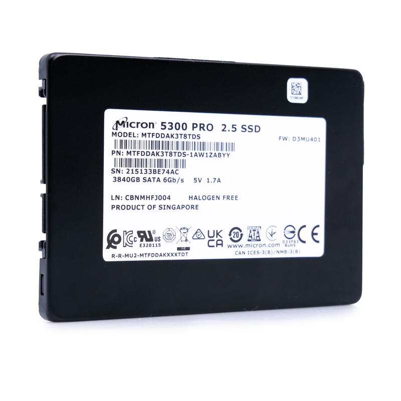 Micron 5300 MTFDDAK3T8TDS-1AW1ZABYY 3.84TB SATA 6Gb/s 2.5" Solid State Drive