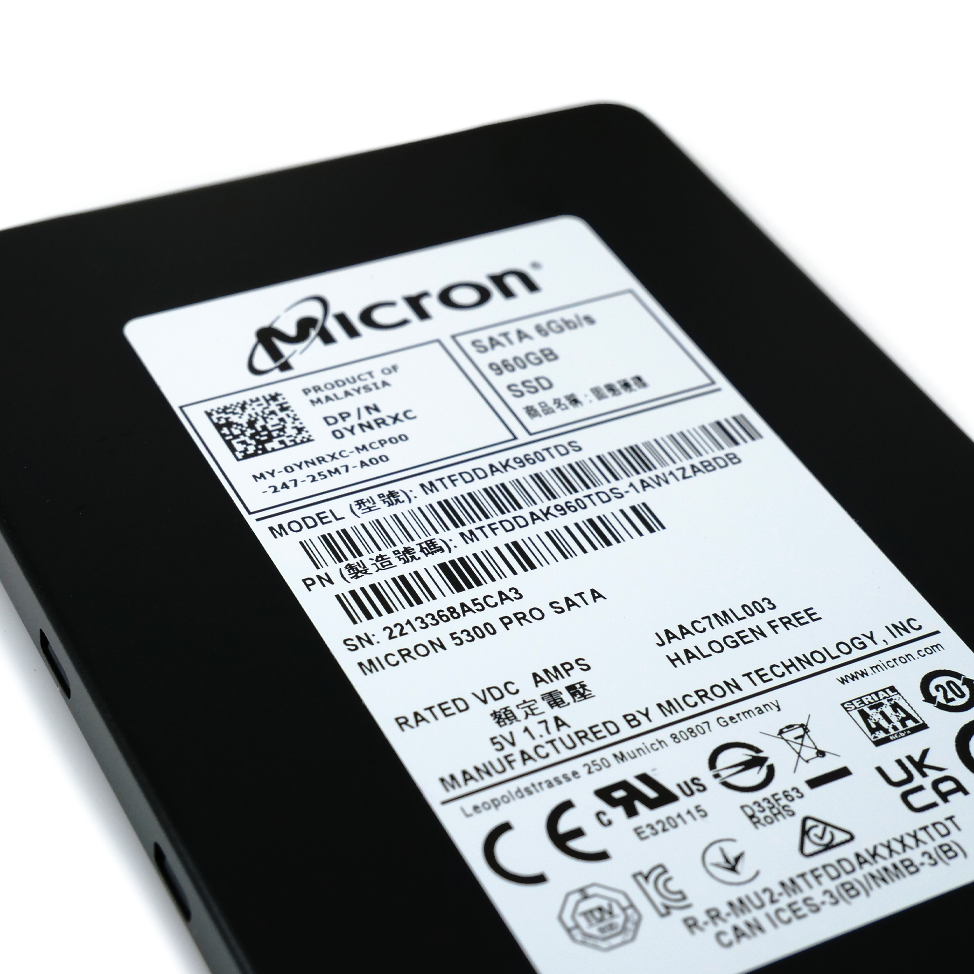 Micron 5300 Pro MTFDDAK960TDS 960GB SATA 6Gb/s 3D TLC 2.5in Enterprise Solid State Drive