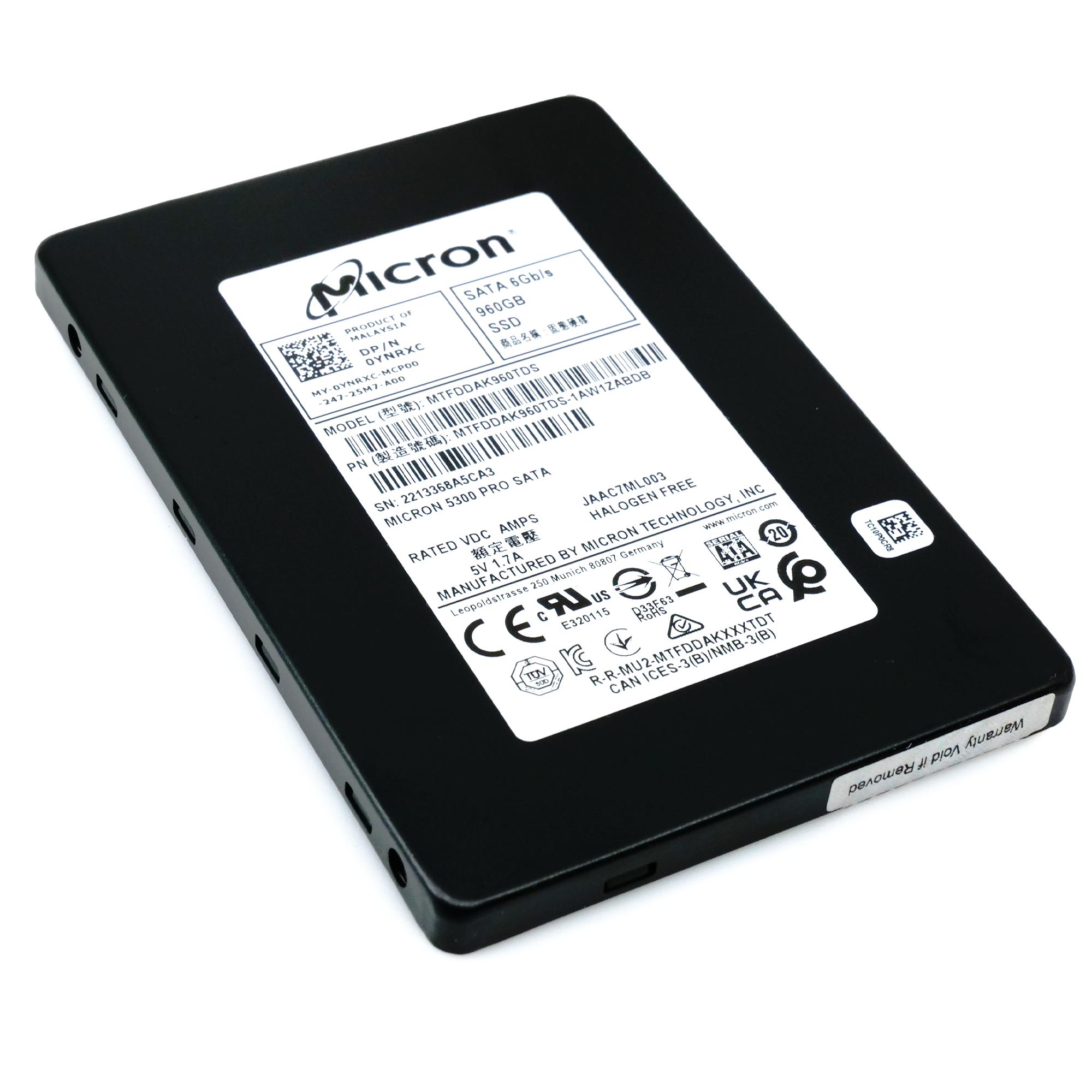 Micron 5300 Pro MTFDDAK960TDS 960GB SATA 6Gb/s 3D TLC 2.5in Enterprise Solid State Drive