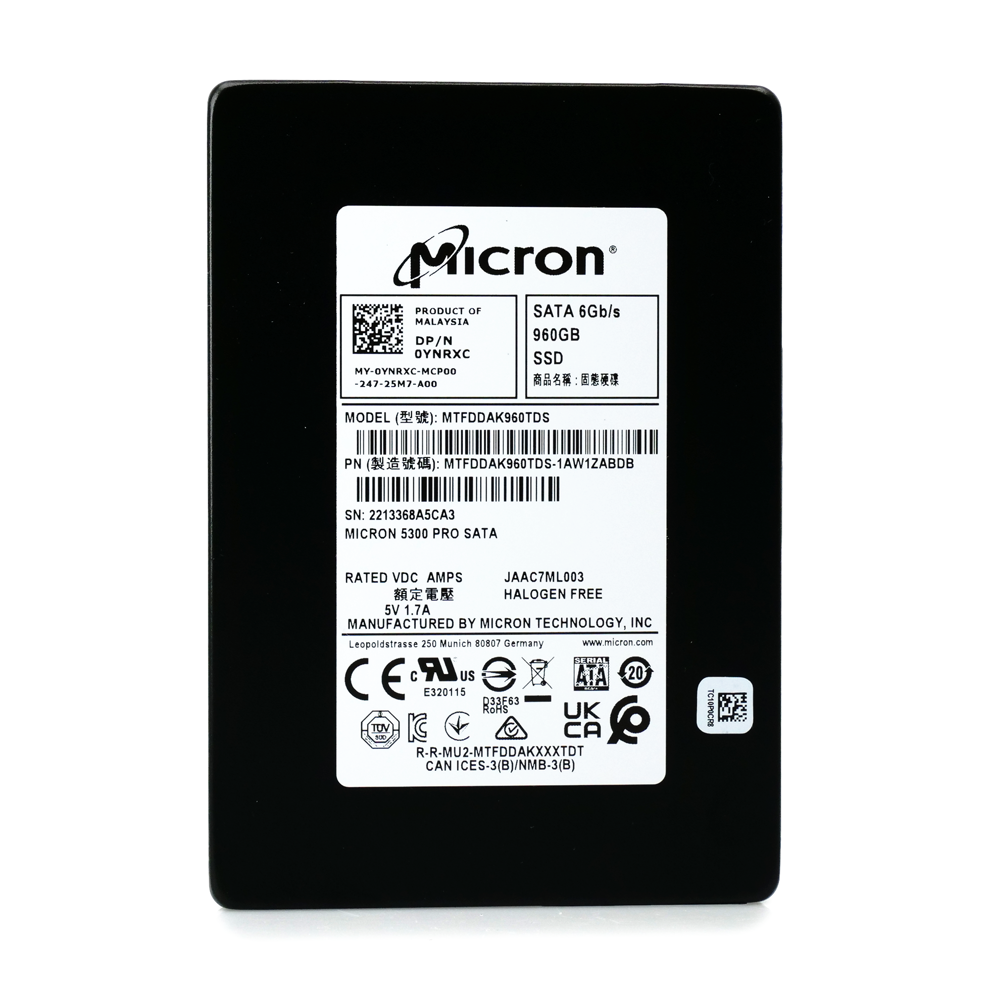 Micron 5300 Pro MTFDDAK960TDS 960GB SATA 6Gb/s 3D TLC 2.5in Enterprise Solid State Drive