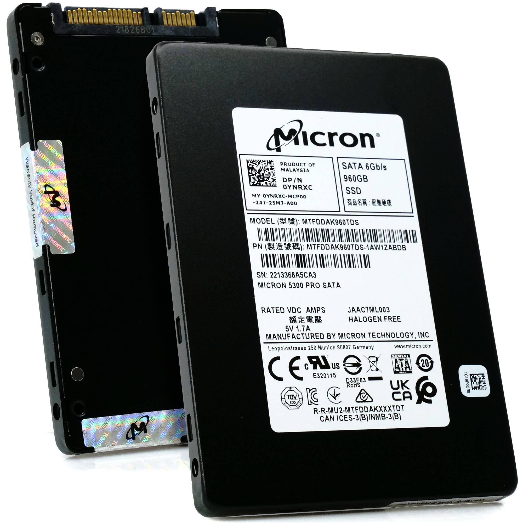 Micron 5300 Pro MTFDDAK960TDS 960GB SATA 6Gb/s 3D TLC 2.5in Enterprise Solid State Drive