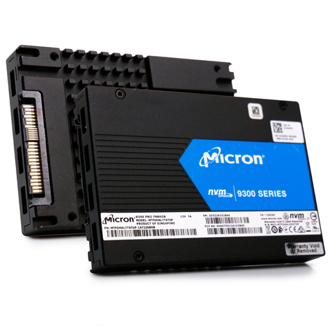 Micron 9300 Series MTFDHAL7T6TDP 0J4HP5 7.68TB 1 DWPD PCIe Gen 3.0 x4 4GB/s 3D TLC U.2 NVMe 2.5in Refurbished SSD