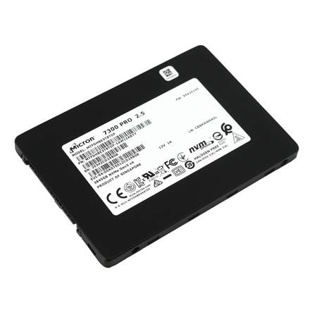 Micron 7300 Pro MTFDHBE3T8TDF-1AW1ZABYY 3.84TB PCIe Gen 3.0 x4 4GB/s 3D TLC U.2 2.5in Solid State Drive - Flat View