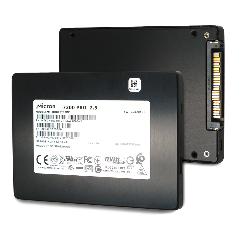 Micron 7300 Pro MTFDHBE3T8TDF-1AW1ZABYY 3.84TB PCIe Gen 3.0 x4 4GB/s 3D TLC U.2 2.5in Solid State Drive