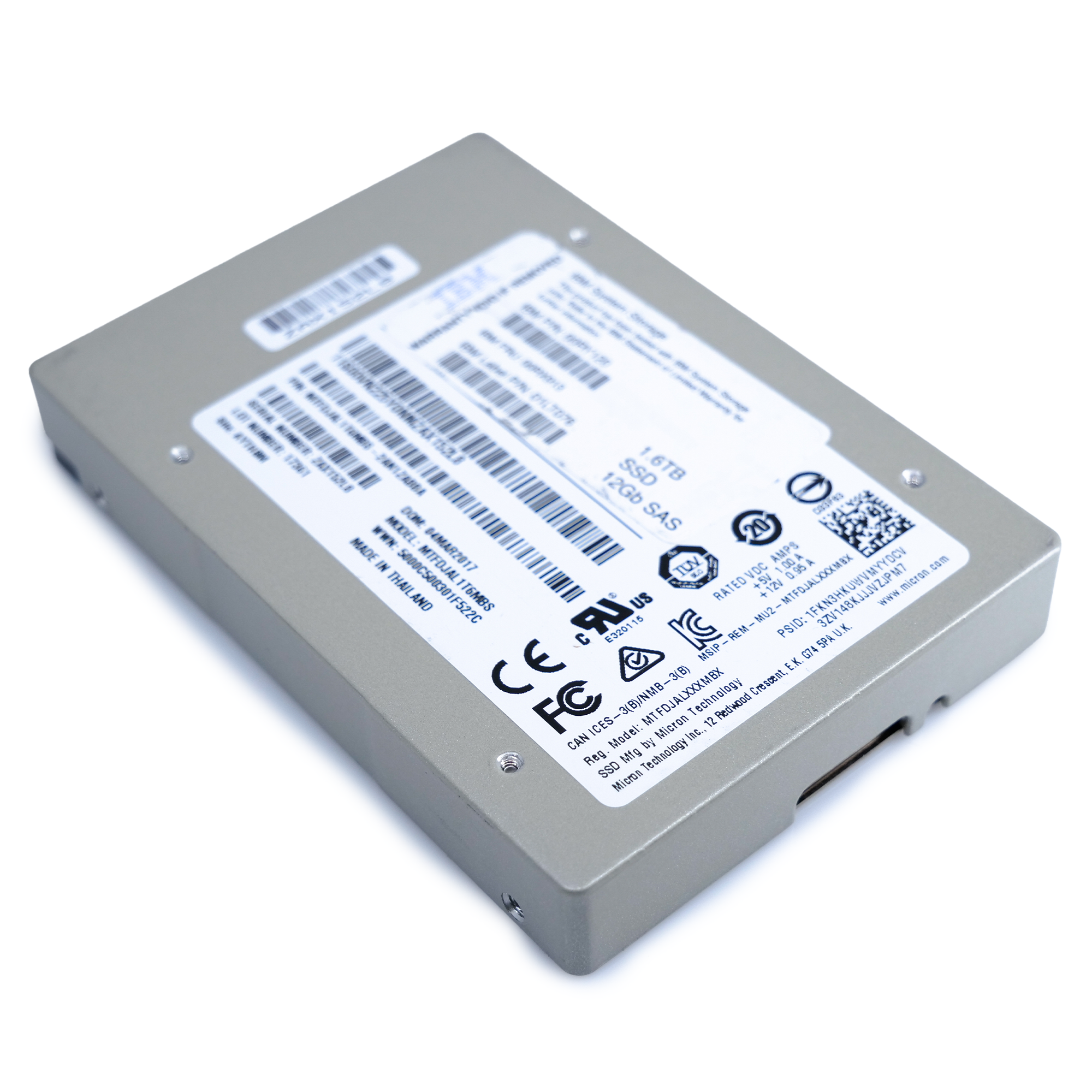 Micron/IBM S650DC MTFDJAL1T6MBS 1.6TB 10 DWPD SAS 12Gb/s MLC 2.5in Refurbished SSD