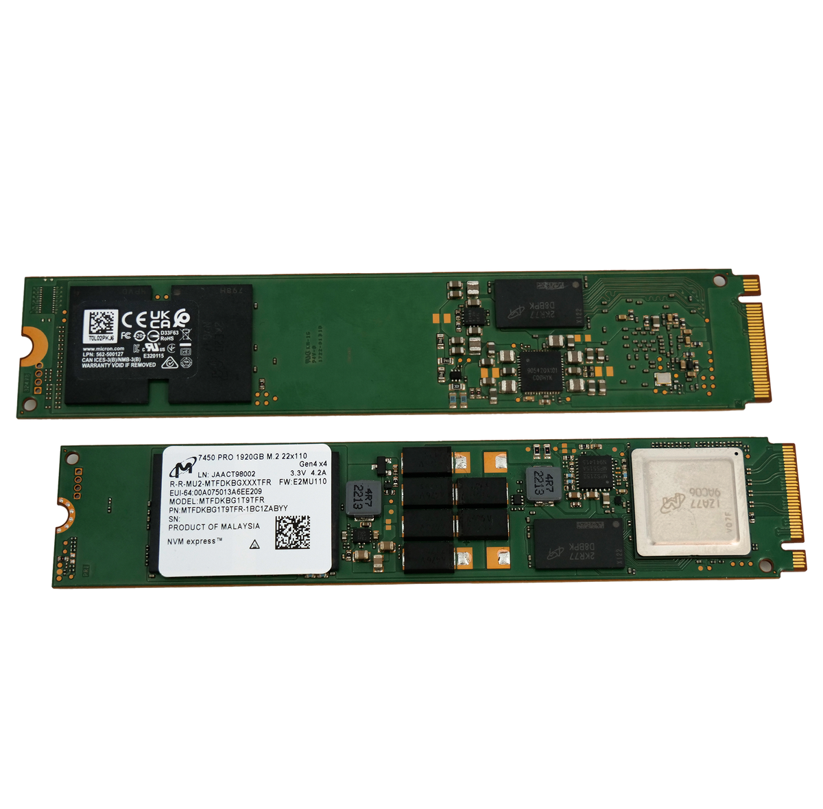 thumbnail image 2 of Micron 7450 PRO 1.92TB NVMe SSD – M.2 22110, Gen4 X4 PCIe, MTFDKBG1T9TFR-1BC1ZABYY 2 of 4