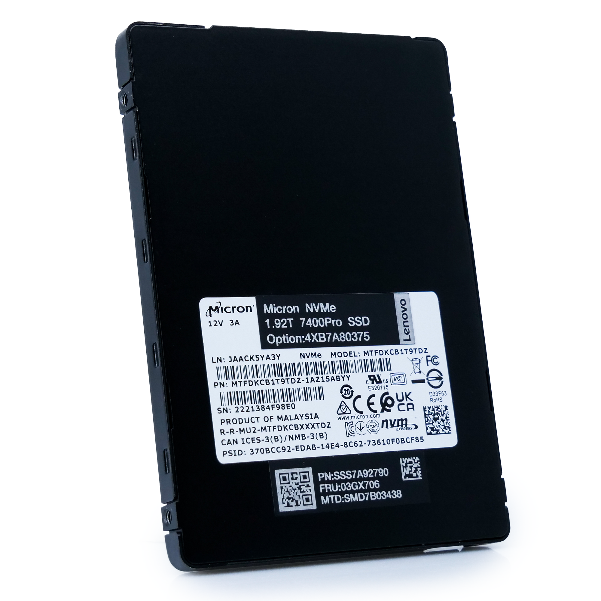 Micron/Lenovo 7400 Pro MTFDKCB1T9TDZ 1.92TB U.3 8GB/s Mixed Use 3D TLC 2.5in Solid State Drive