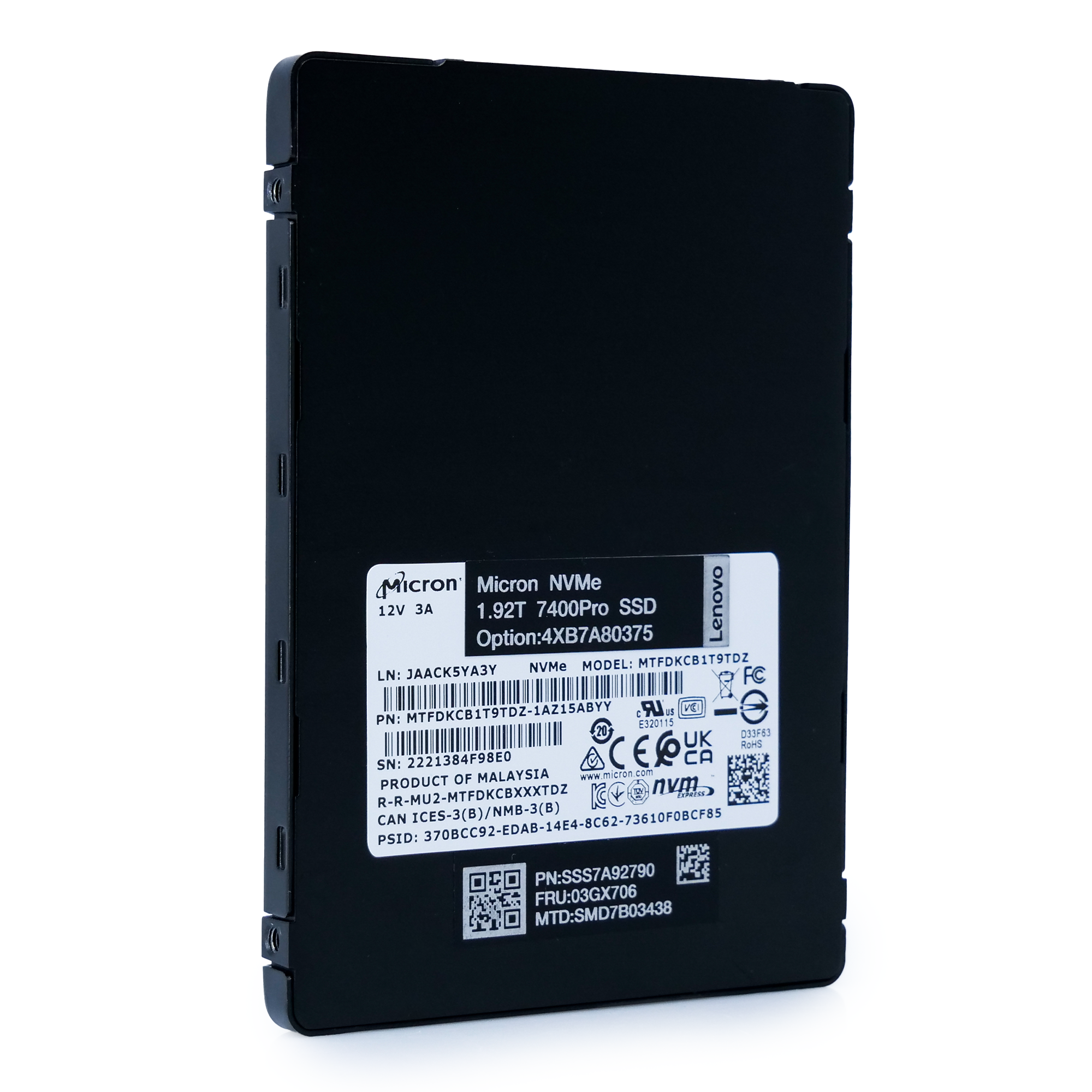 Micron/Lenovo 7400 Pro MTFDKCB1T9TDZ 1.92TB U.3 8GB/s Mixed Use 3D TLC 2.5in Solid State Drive