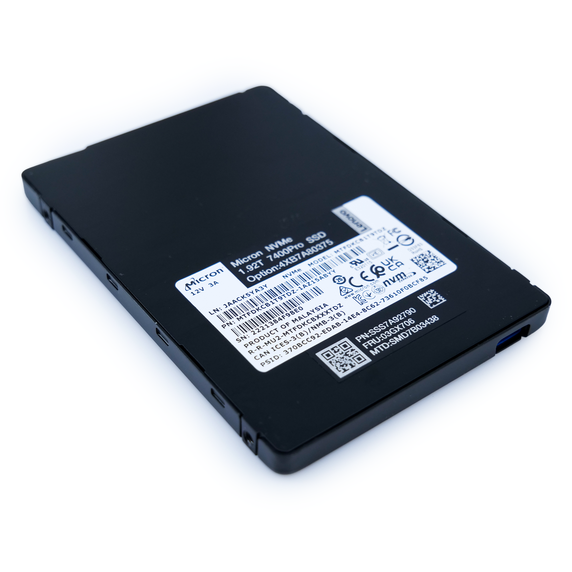 Micron/Lenovo 7400 Pro MTFDKCB1T9TDZ 1.92TB U.3 8GB/s Mixed Use 3D TLC 2.5in Solid State Drive