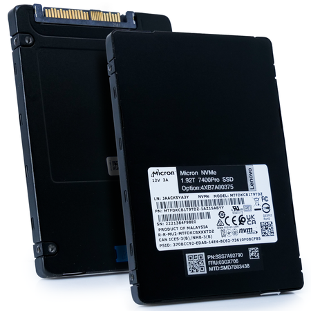 Micron/Lenovo 7400 Pro MTFDKCB1T9TDZ 1.92TB U.3 8GB/s Mixed Use 3D TLC NVMe 2.5in Recertified Enterprise Solid State Drive