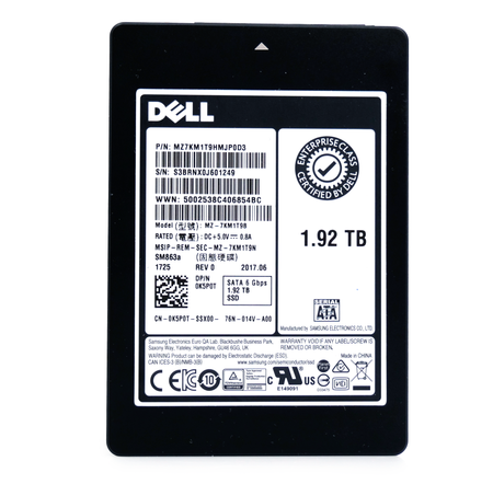 Dell/Samsung SM863a MZ7KM1T9HMJP0D3 0K5P0T 1.92TB SATA 6Gb/s MLC 3.5DWPD 2.5in Mixed-Use Solid State Drive