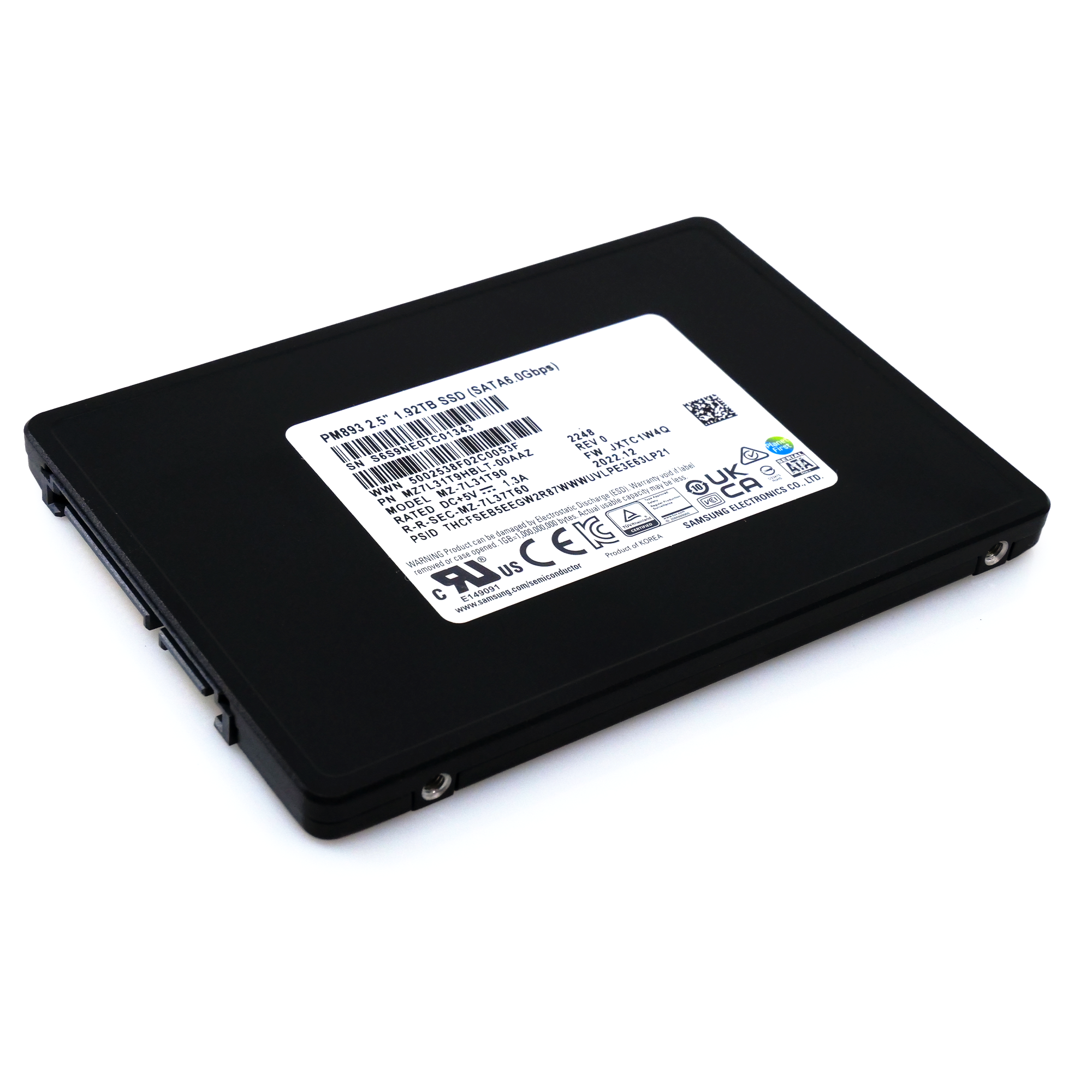 Samsung PM893 MZ7L31T9HBLT 7L31T90 1.92TB SATA 6Gb/s 3.5in Solid State Drive flat