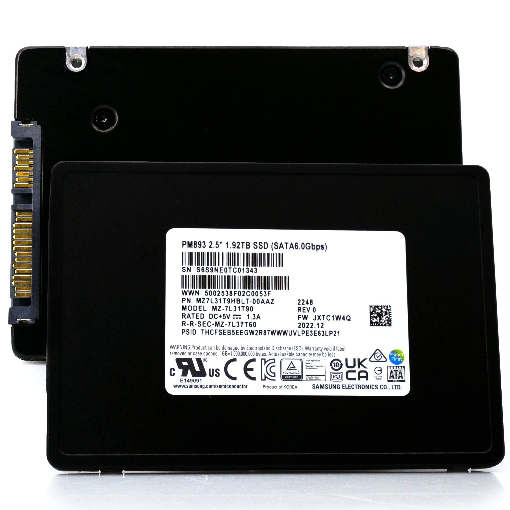 Samsung PM893 MZ7L31T9HBLT 7L31T90 1.92TB SATA 6Gb/s 3.5in Solid State Drive main front and back