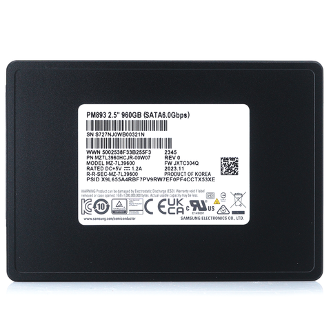 Samsung PM893 MZ-7L39600 MZ7L3960HCJR-00A07 960GB SATA 6Gb/s 2.5in Solid State Drive