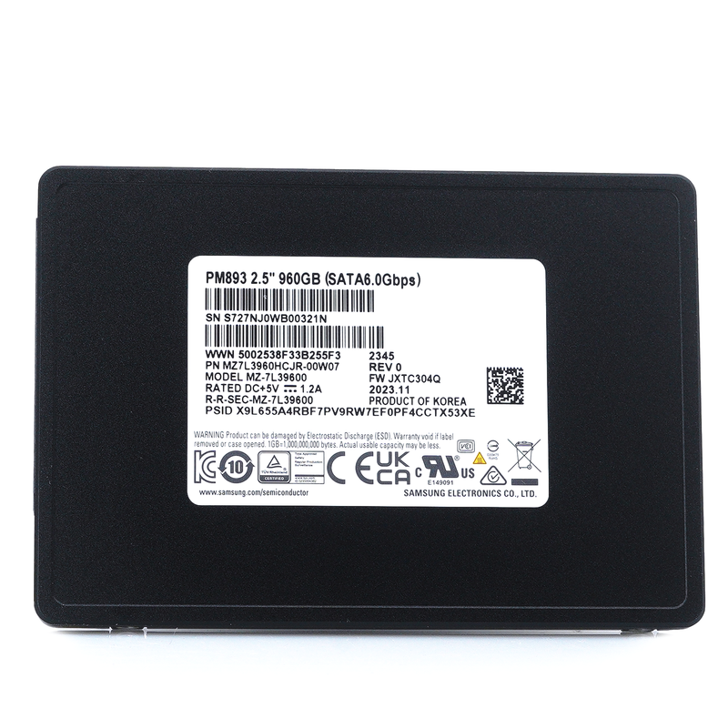 Samsung PM893 MZ-7L39600 MZ7L3960HCJR-00A07 960GB SATA 6Gb/s 2.5in Solid State Drive