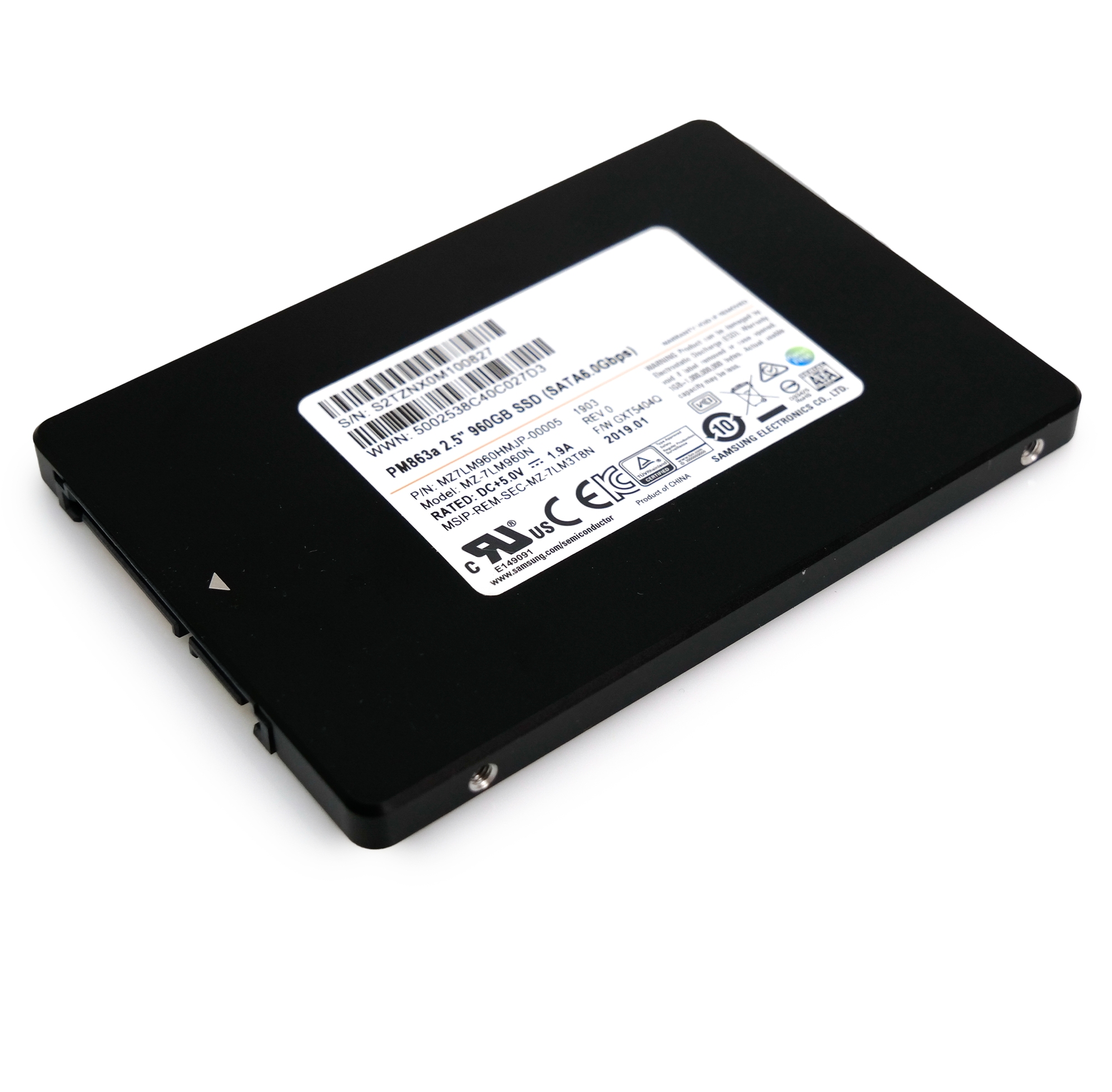 Samsung PM863a MZ7LM960HMJP 960GB 1.3 DWPD SATA 6Gb/s Mixed Use V-NAND 2.5in Refurbished Enterprise SSD