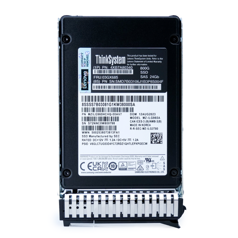 Samsung/Lenovo PM1655 MZILG960HCHQ 800GB SAS 24Gb/s Mixed Use 3D TLC 2.5in Recertified Solid State Drive