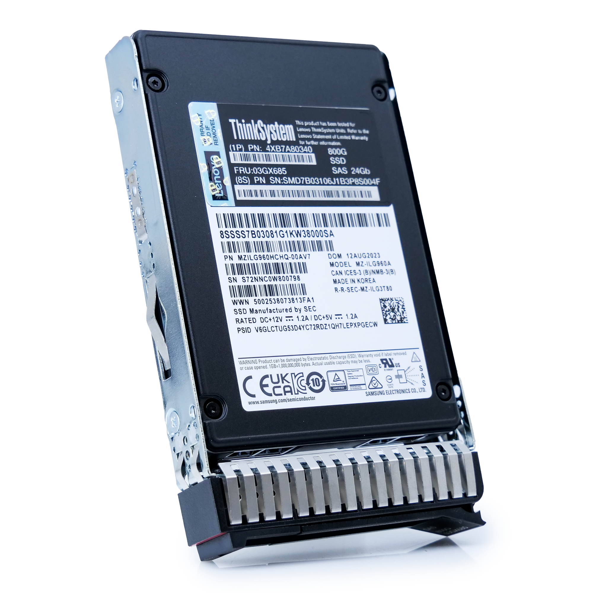 Samsung/Lenovo PM1655 MZILG960HCHQ 800GB SAS-4 24Gb/s Mixed Use 3D TLC 2.5in Solid State Drive