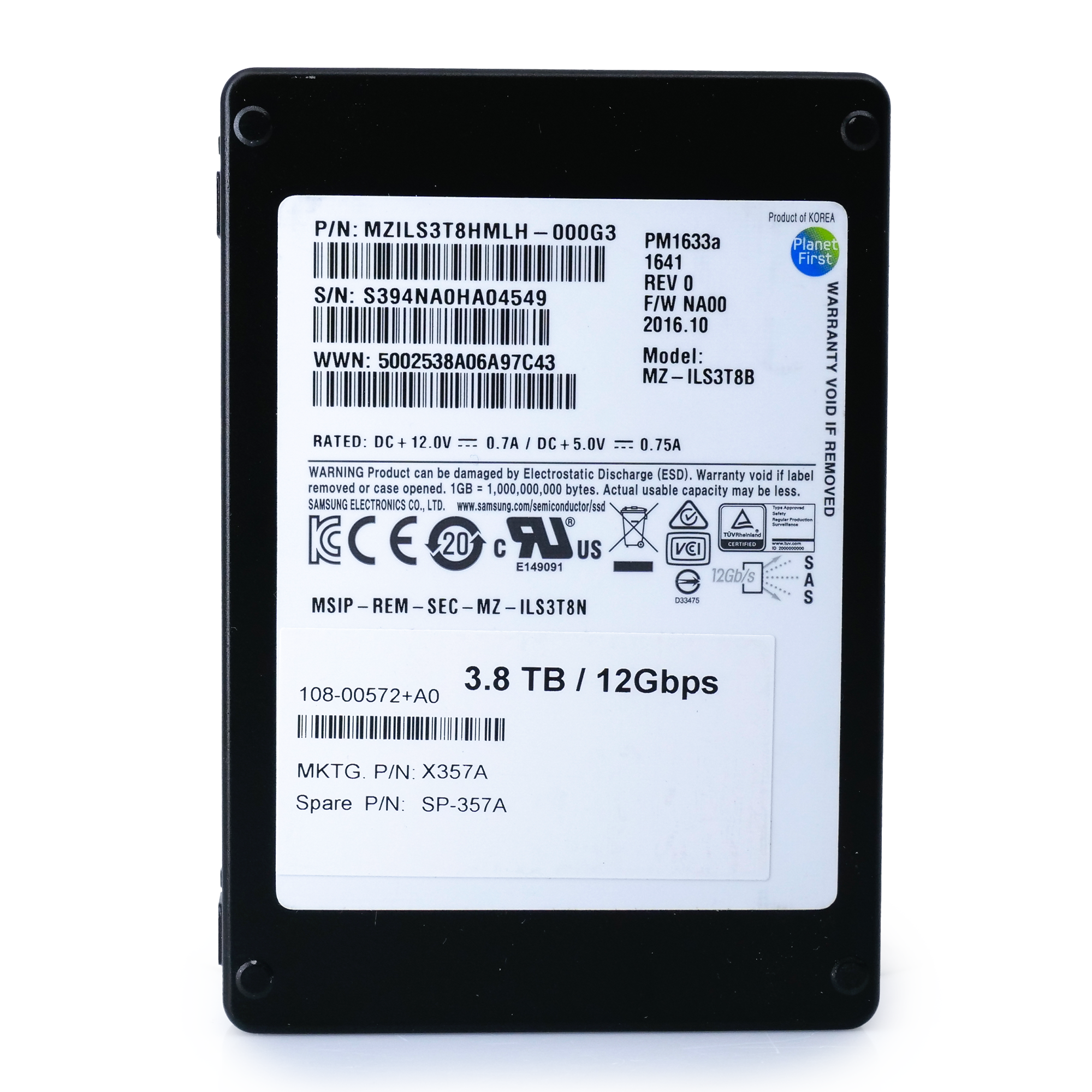 Samsung PM1633a MZILS3T8B 3.84TB SAS 12Gb/s TLC 2.5in Refurbished SSD