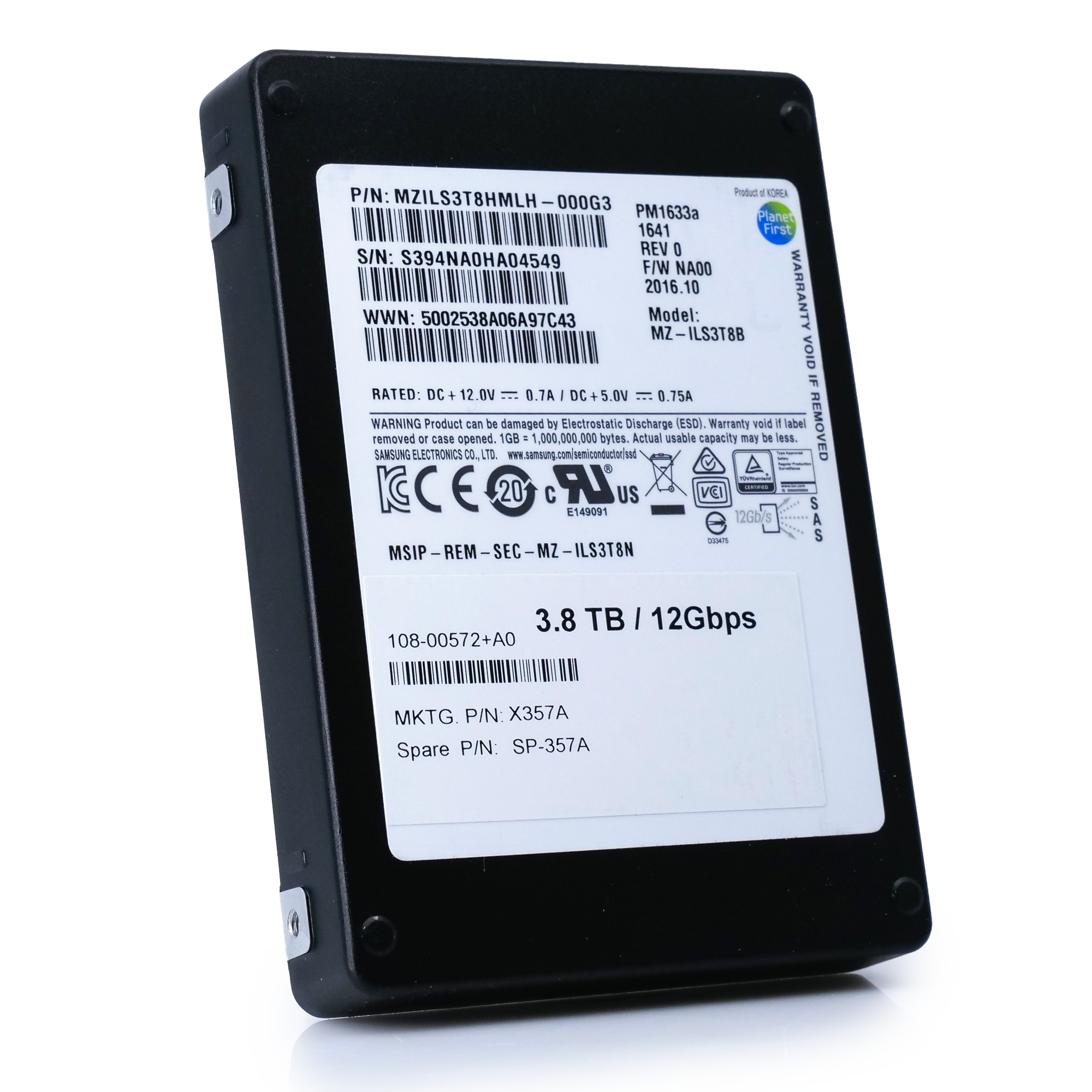 Samsung PM1633a MZILS3T8B 3.84TB SAS 12Gb/s TLC 2.5in Refurbished SSD