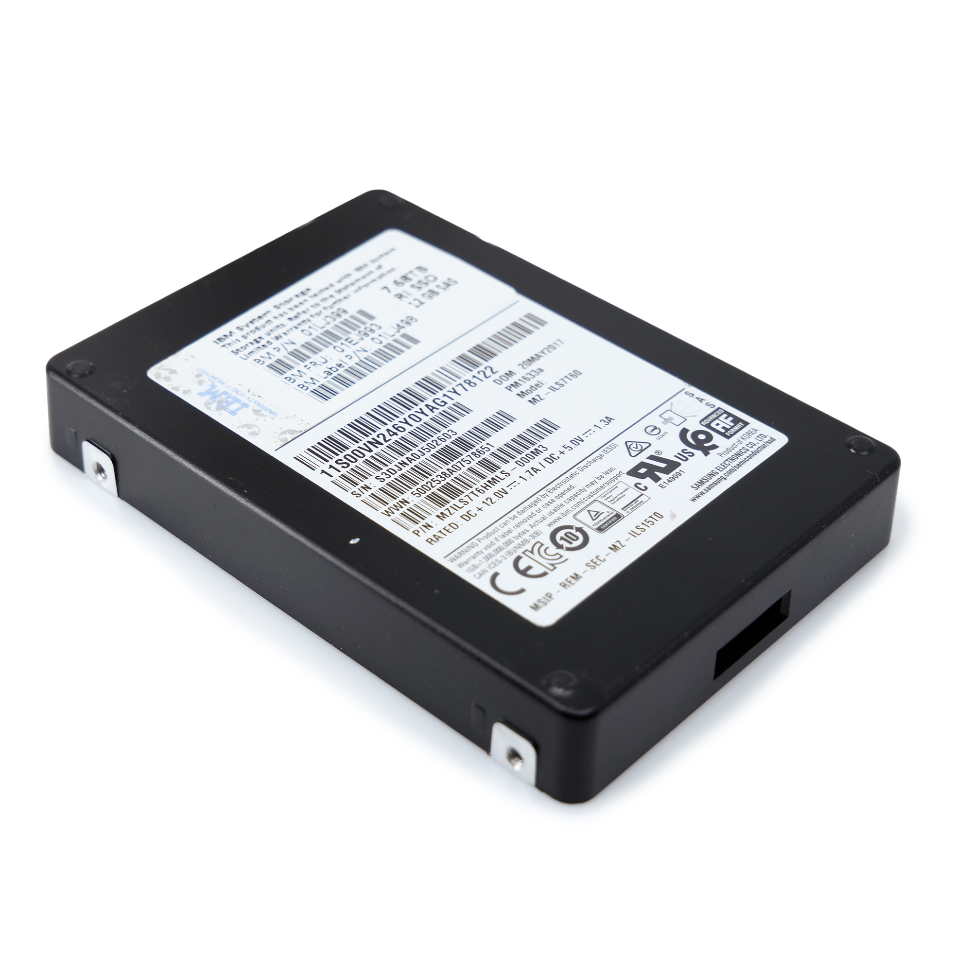 Samsung/IBM PM1633a MZILS7T6HMLS 7.68TB 1 DWPD SAS 12Gb/s 2.5in Refurbished Enterprise SSD