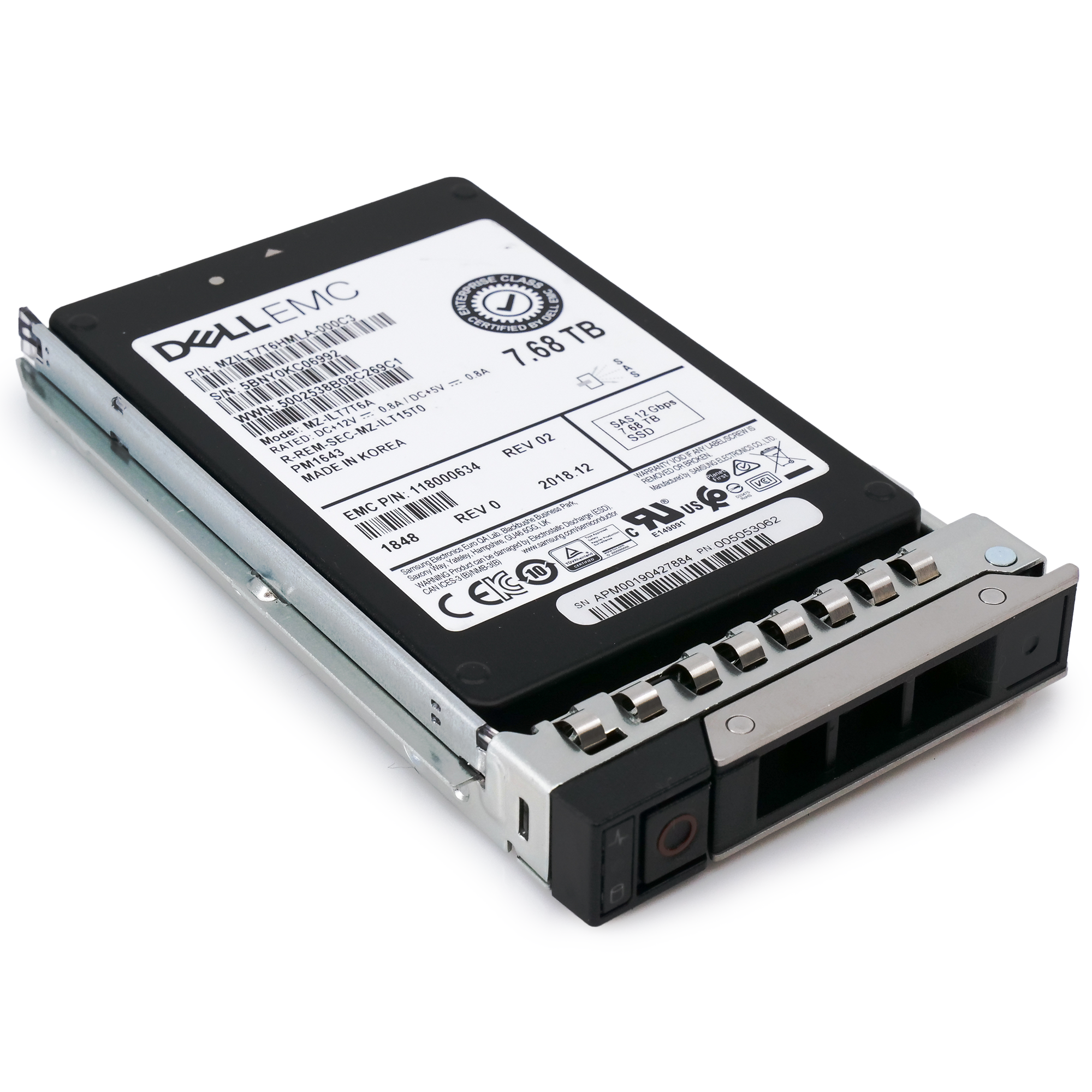 Dell EMC 118000634 G14 7.68TB SAS 12Gb/s 512e 1DWPD 2.5in Solid State Drive flat