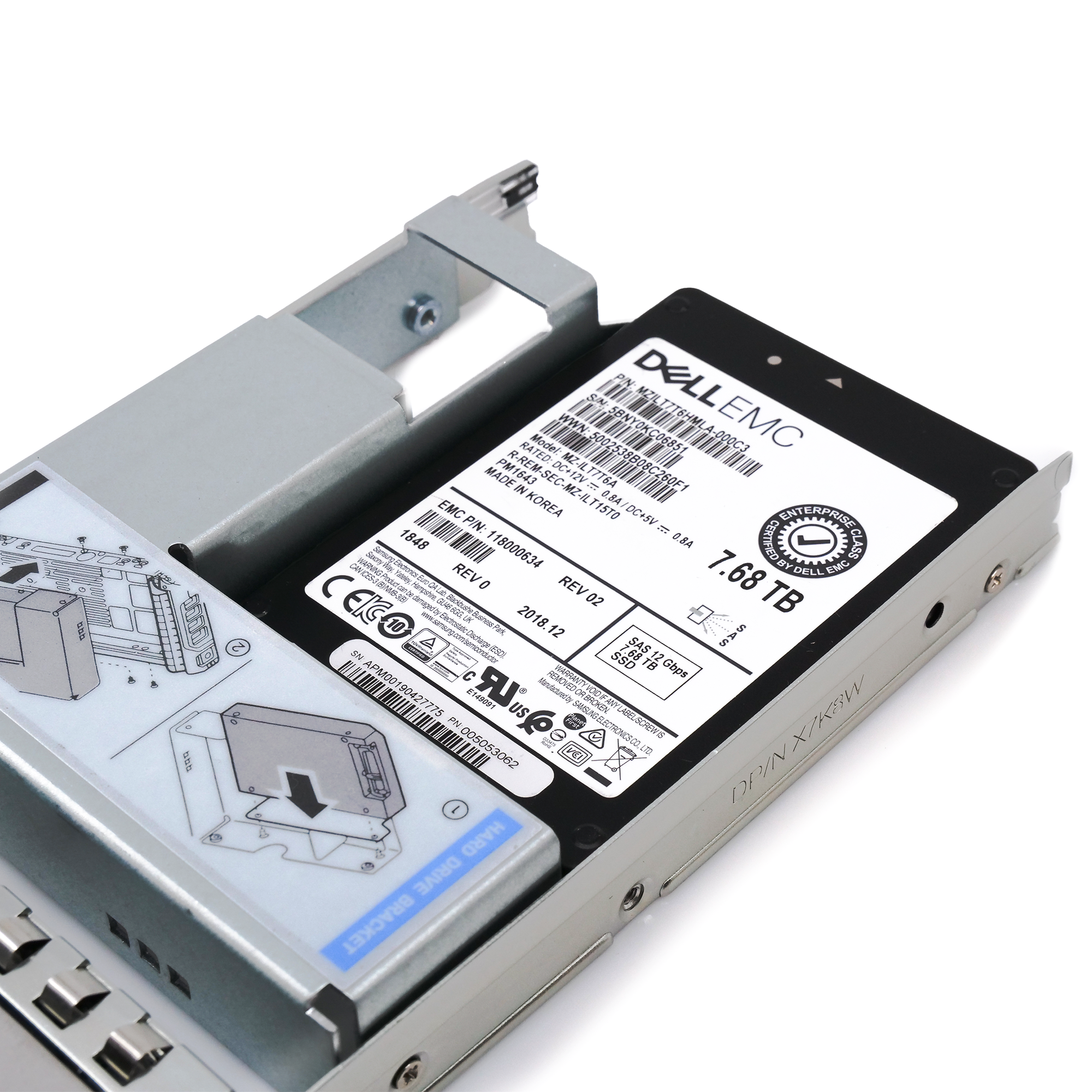 Dell EMC 118000634 G14 7.68TB SAS 12Gb/s 512e 1DWPD 3.5in Solid State Drive flat ang