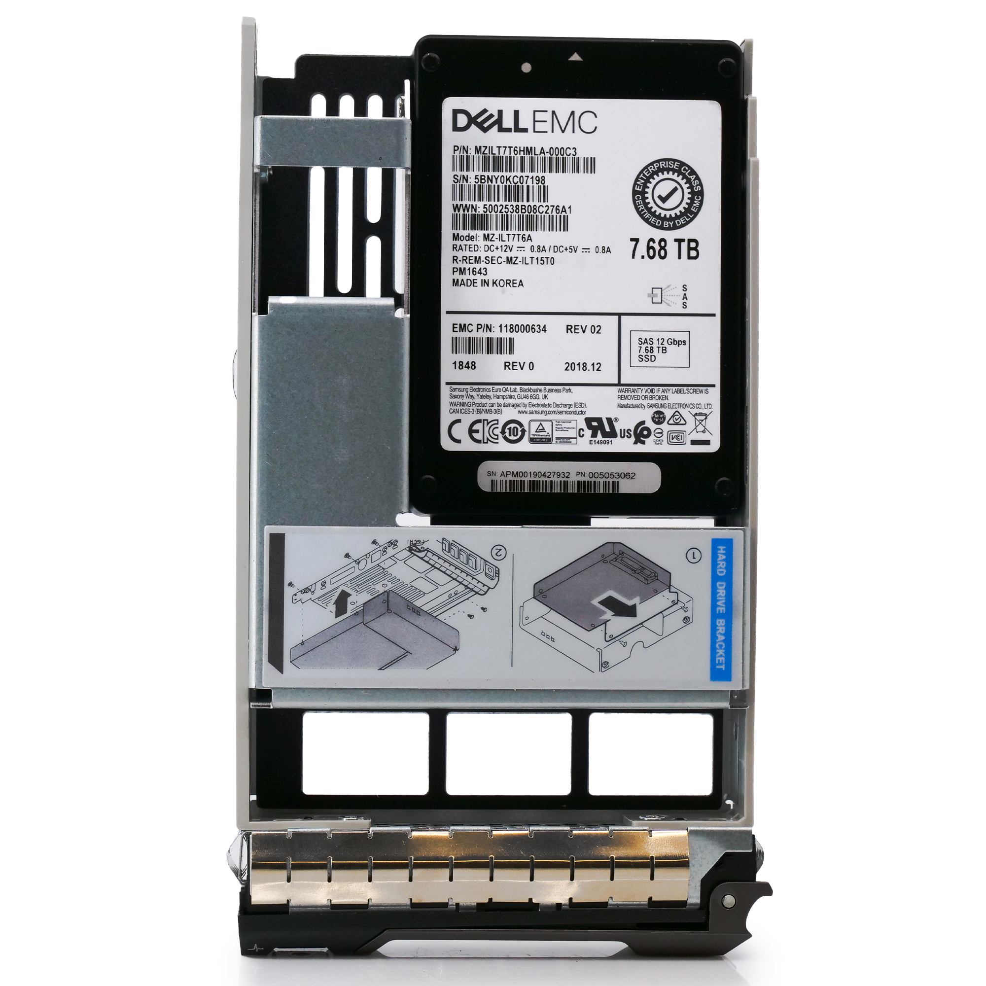 Dell EMC 118000634 G13 7.68TB SAS 12Gb/s 512e 1DWPD 3.5in Refurbished SSD