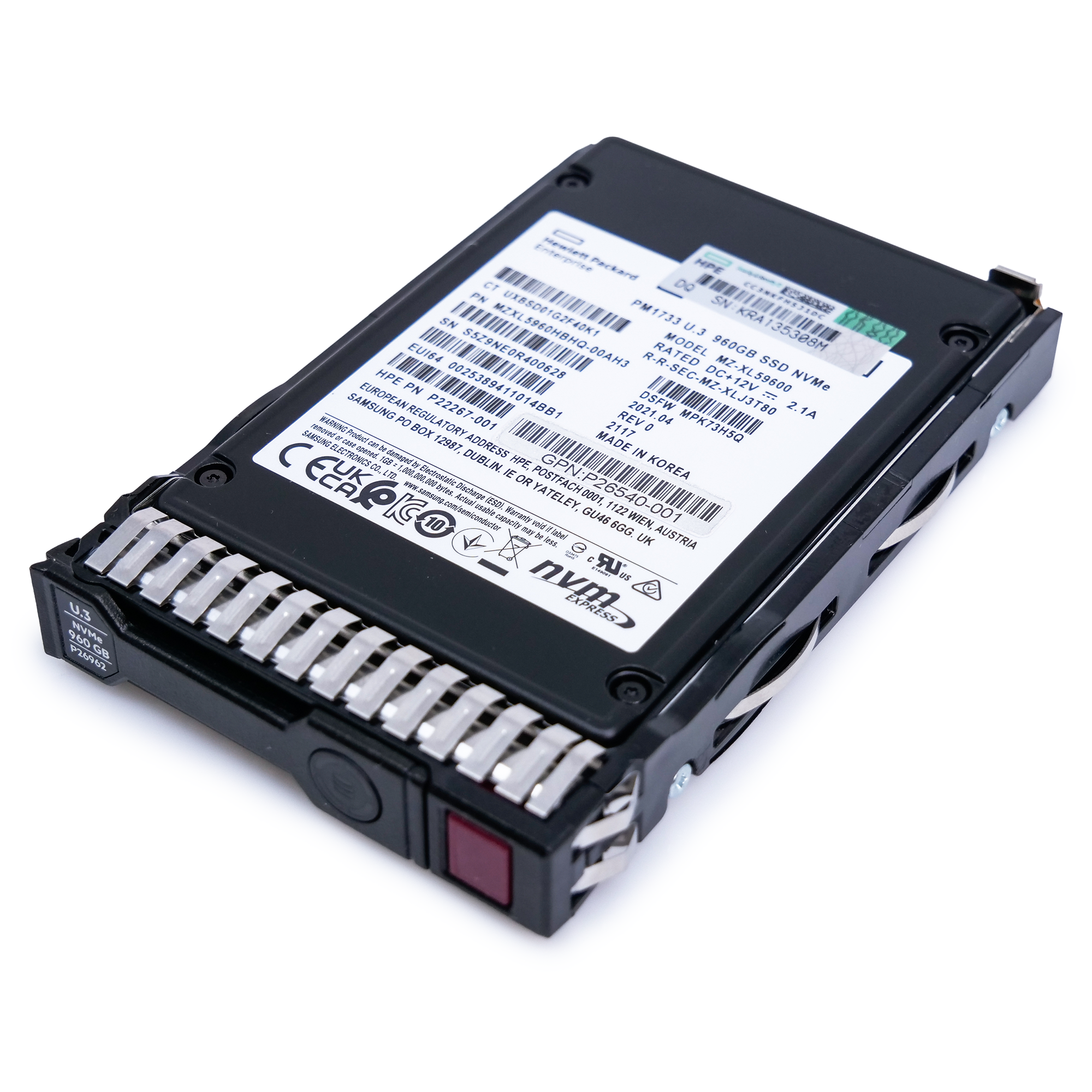 HP Generation 10 P26540-001 960GB 1 DWPD U.3 NVMe PCIe Gen 4.0 2.5in Enterprise Solid State Drive