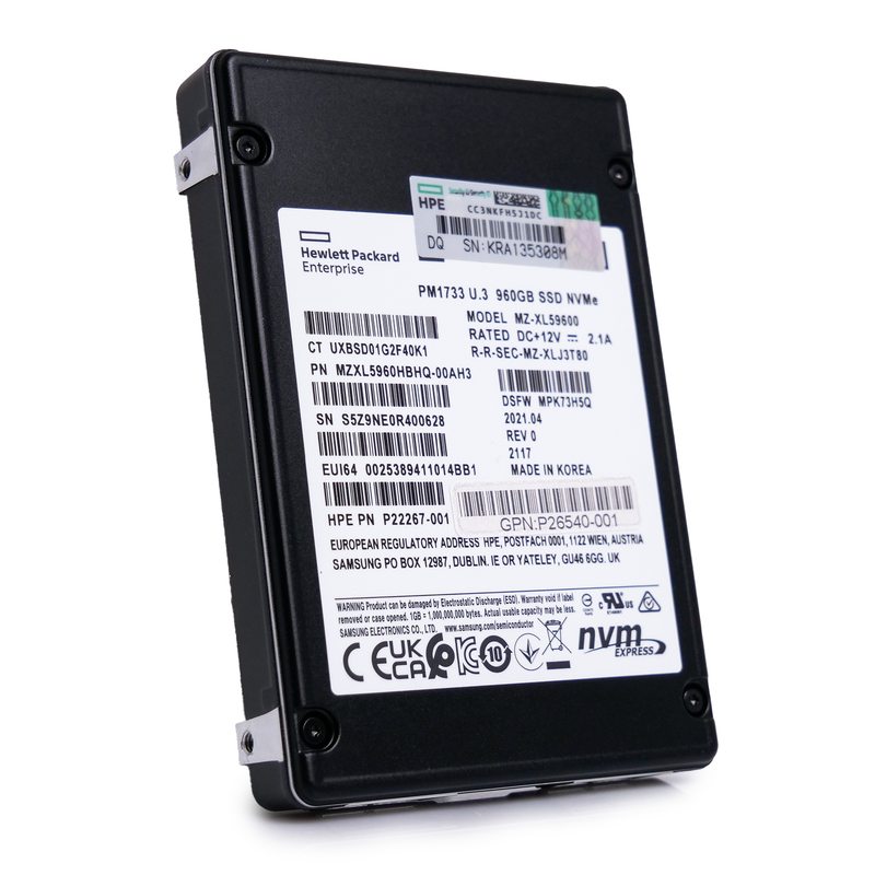 Samsung/HP PM1733 MZXL5960HBHQ 960GB 1 DWPD U.3 NVMe PCIe Gen 4.0 2.5in Enterprise Solid State Drive